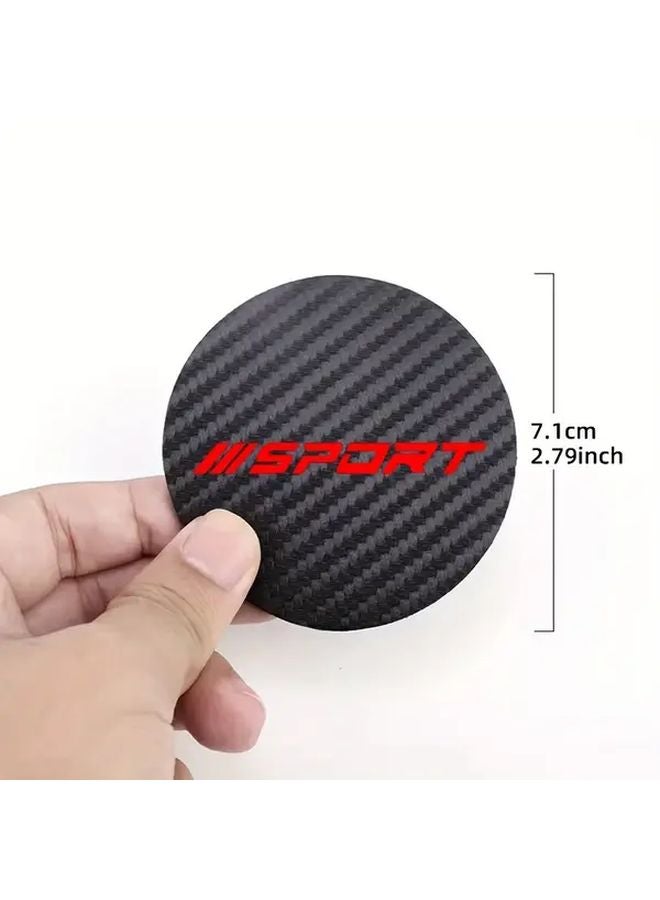 White Carbon Fiber Textured Faux Leather Car Coasters Set Of 2 For BMW Toyota Volkswagen Honda Hyundai - Image 2